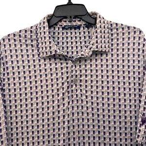 Cutter‎ & Buck Polo Shirt Golf Short Sleeve Purple Geometric Pattern Mens L